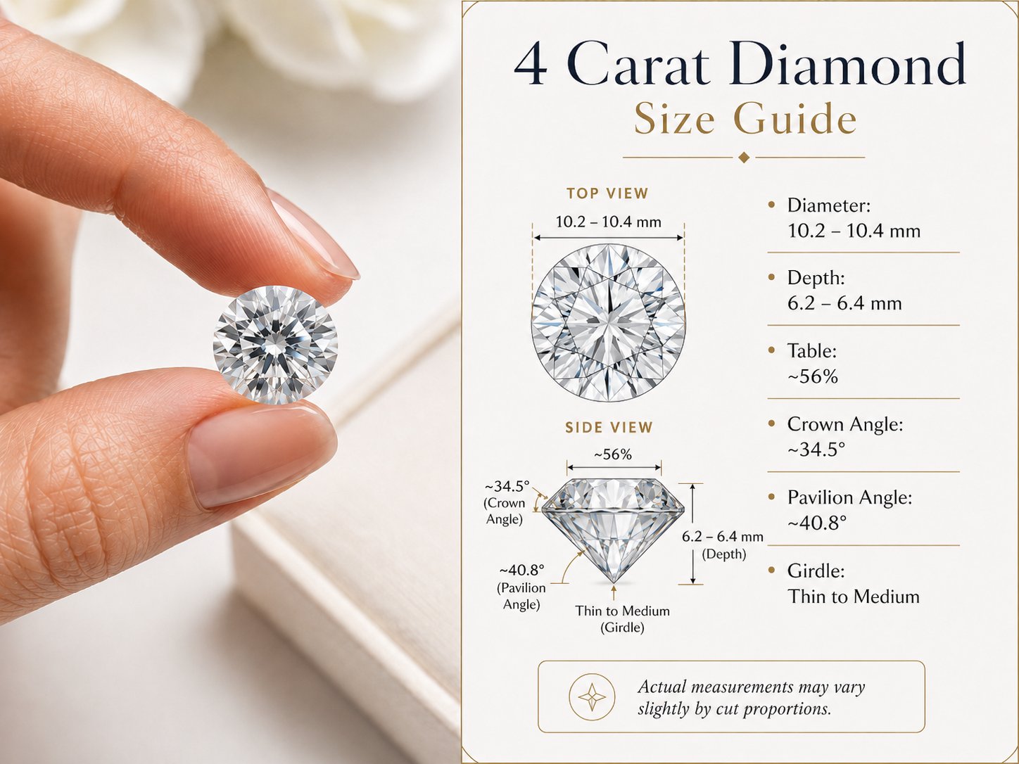 4 Carat size guide