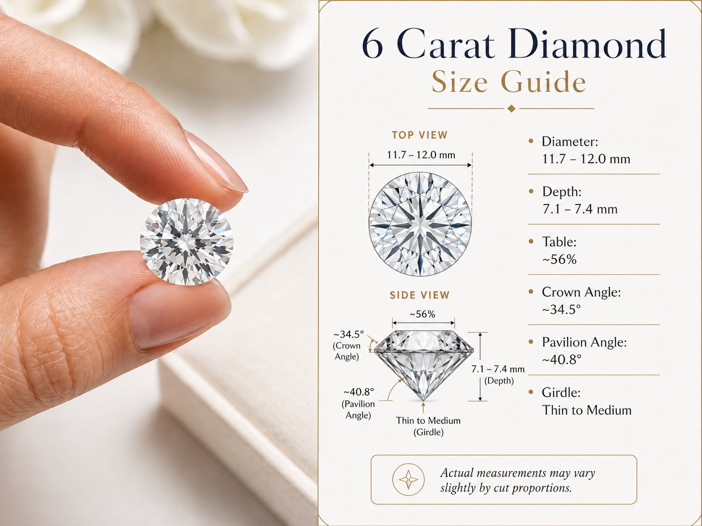 6 Carat size guide