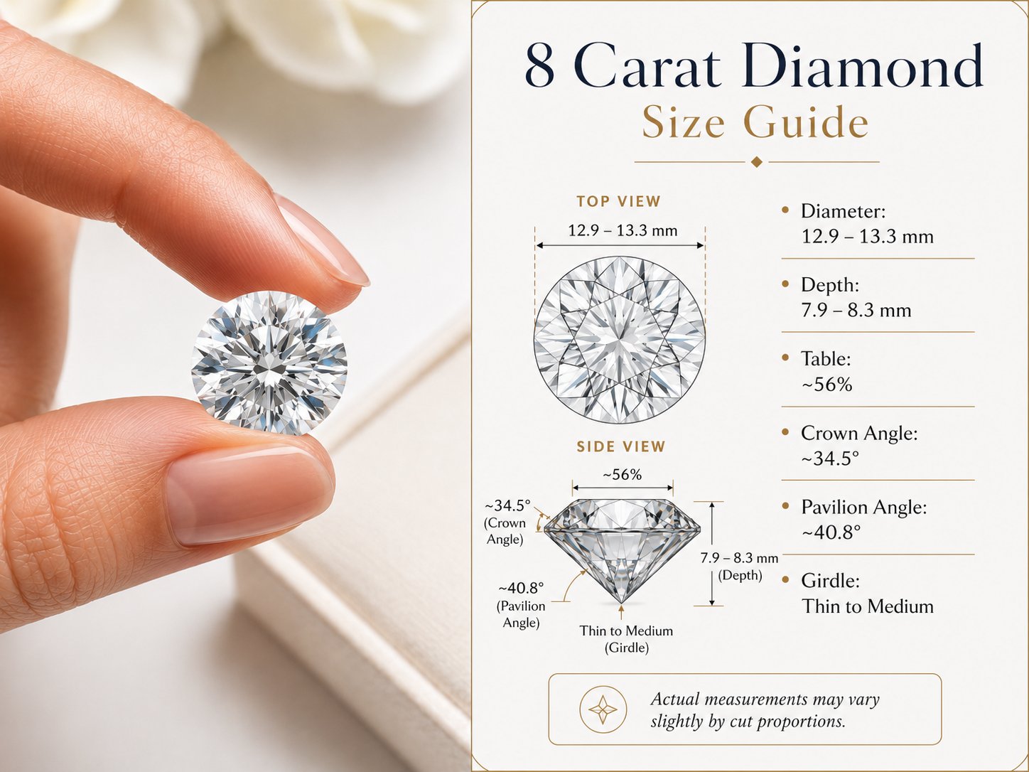 8 Carat size guide